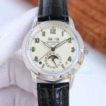 Swiss Copy Patek Philippe Complications Annual Calendar Ref.1463 Beige Dial Watch Black Leather Strap